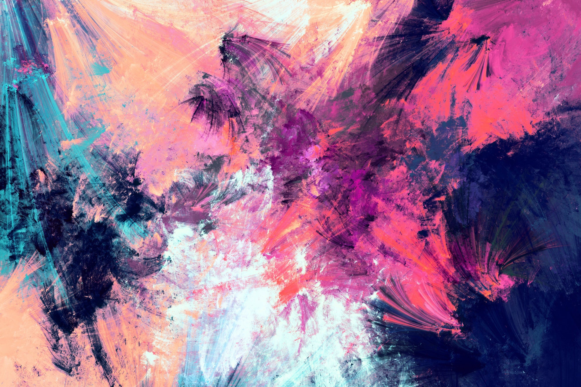 Abstrakcyjne pociągnięcia pędzla w różu i granacie