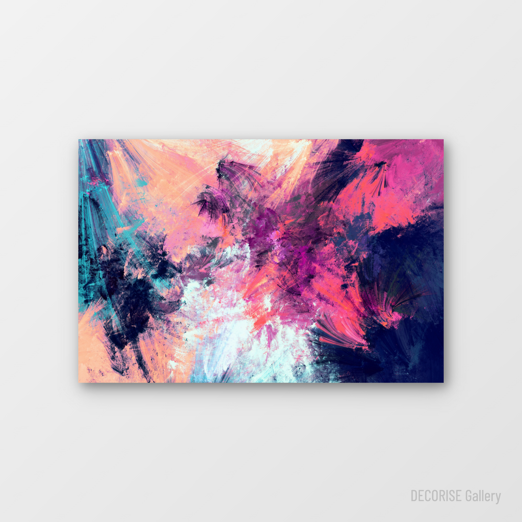 Abstrakcyjne pociągnięcia pędzla w różu i granacie