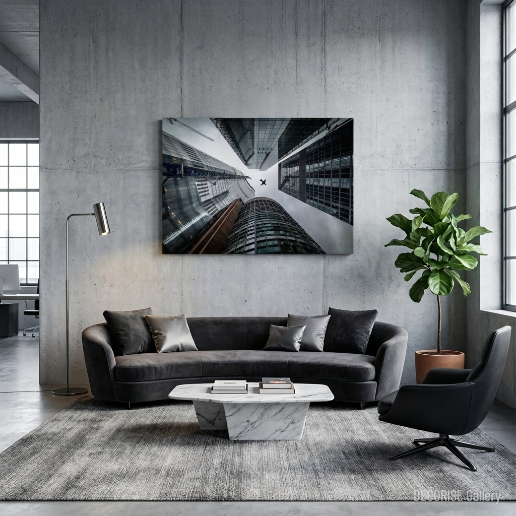 Samolot nad wieżowcami w wielkim mieście