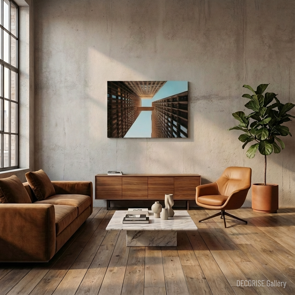 Perspektywa budynków z mostkiem w środku