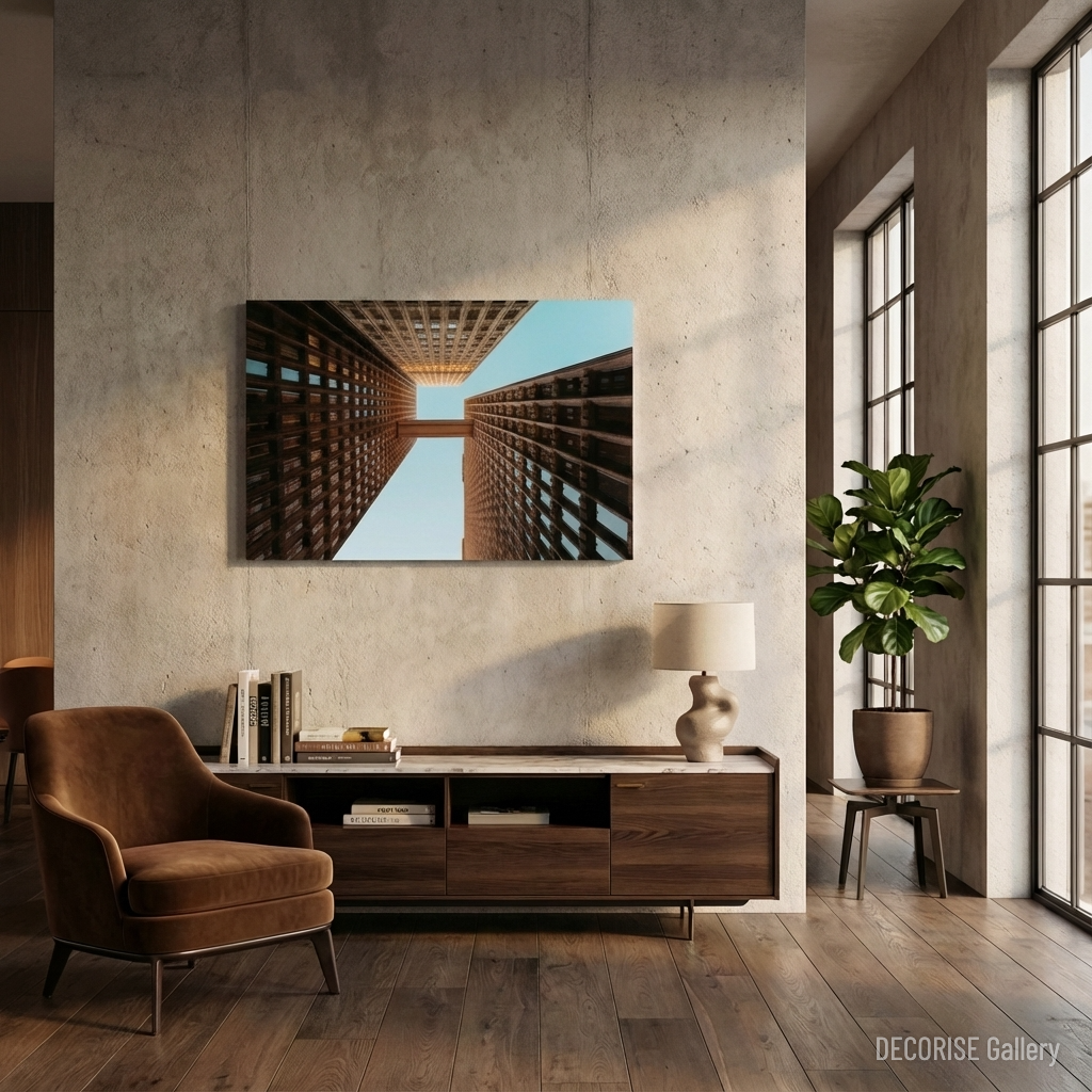 Perspektywa budynków z mostkiem w środku