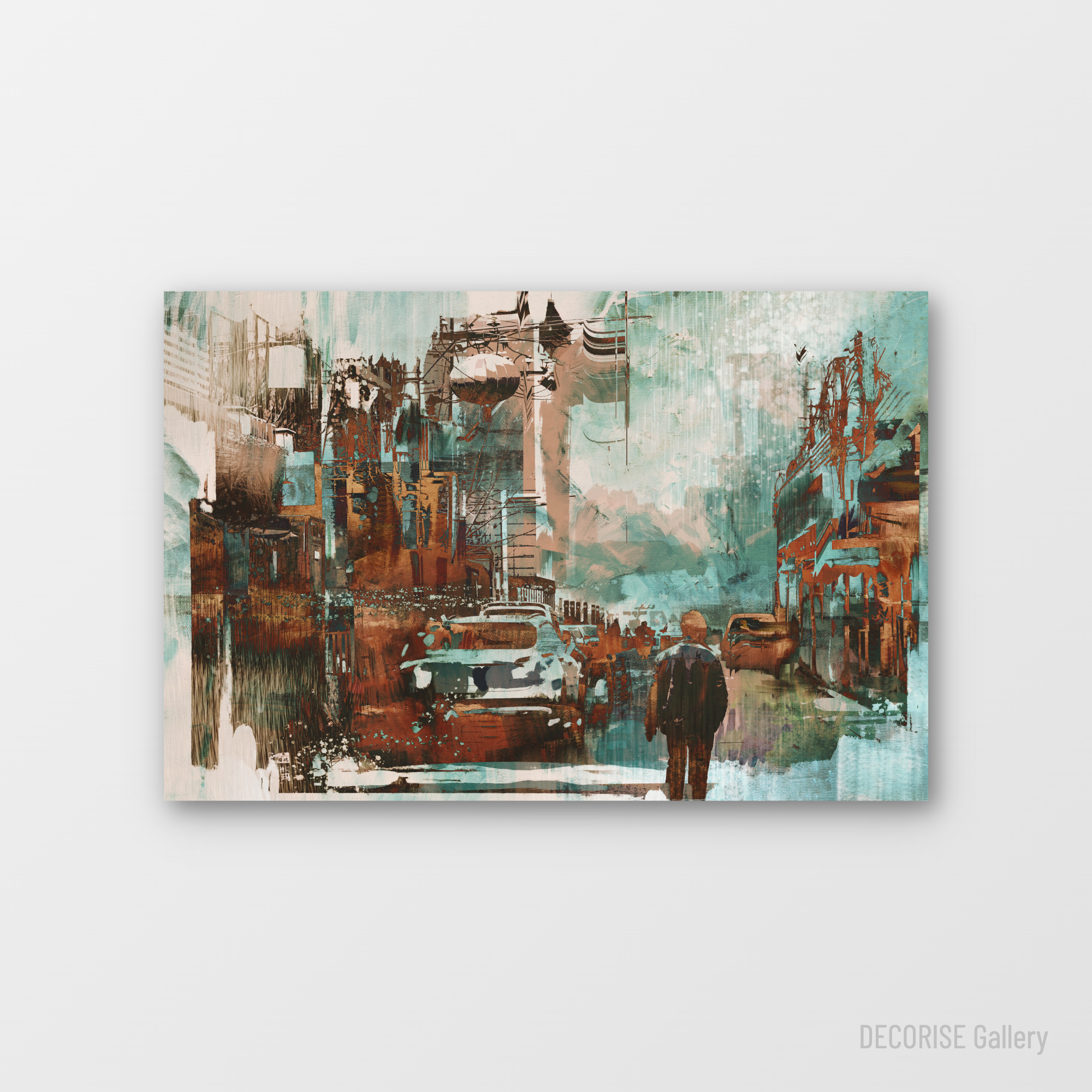 Postać na zatłoczonej miejskiej ulicy