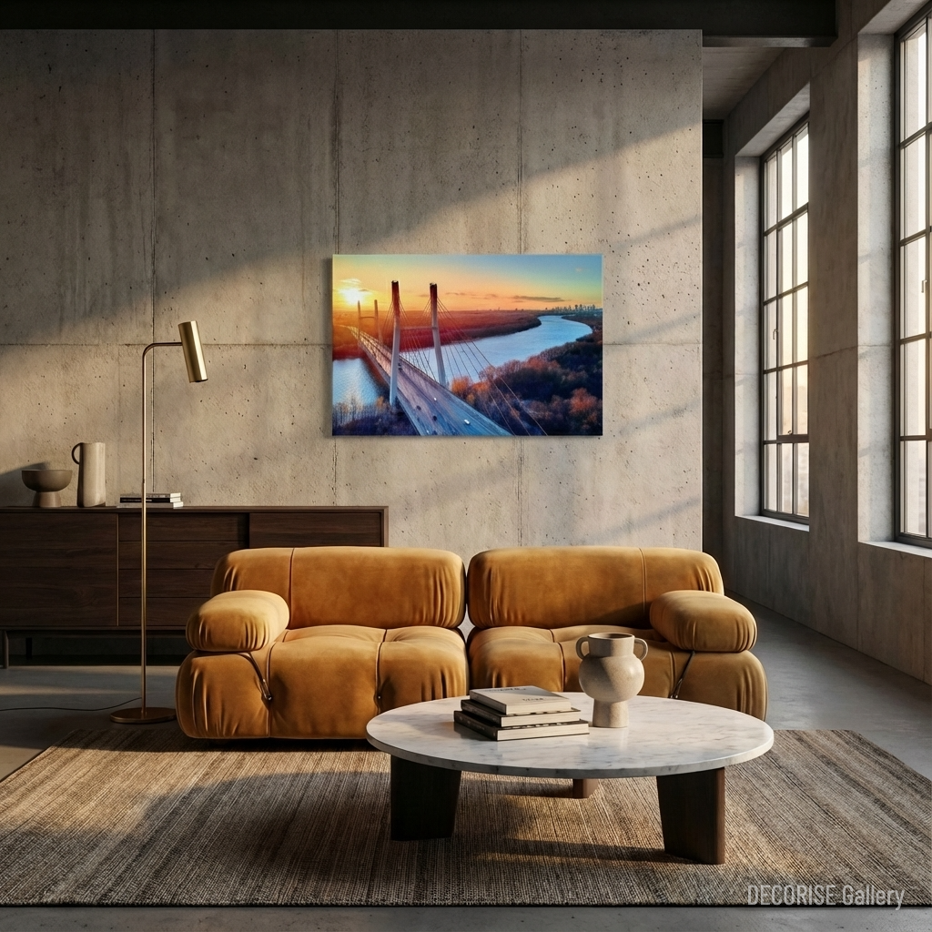 Most Siekierkowski o zachodzie słońca