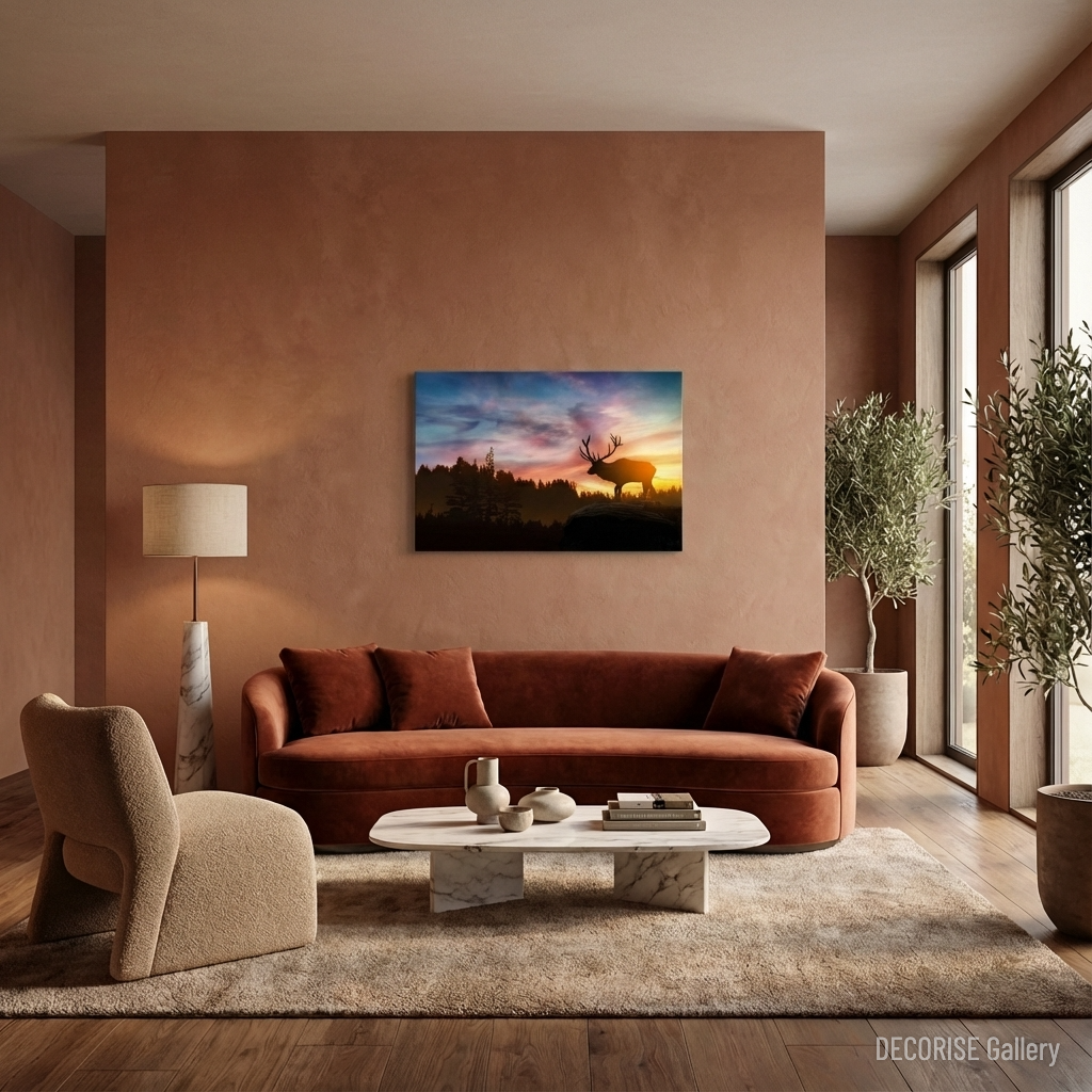 Sylwetka jelenia na tle zachodu słońca