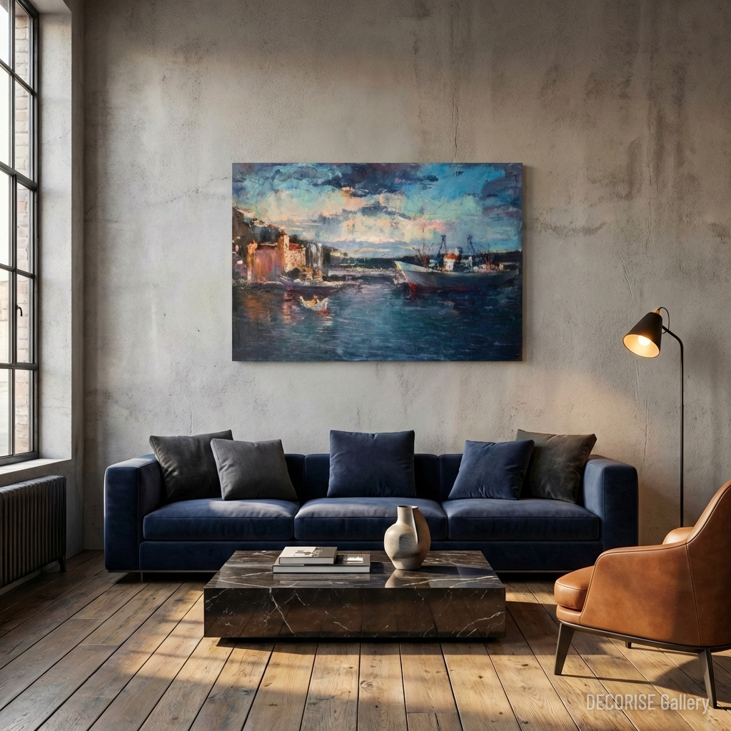 Łodzie rybackie o zachodzie słońca