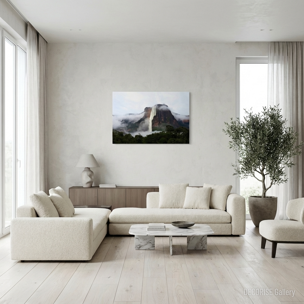 Wodospad Salto Angel w chmurach