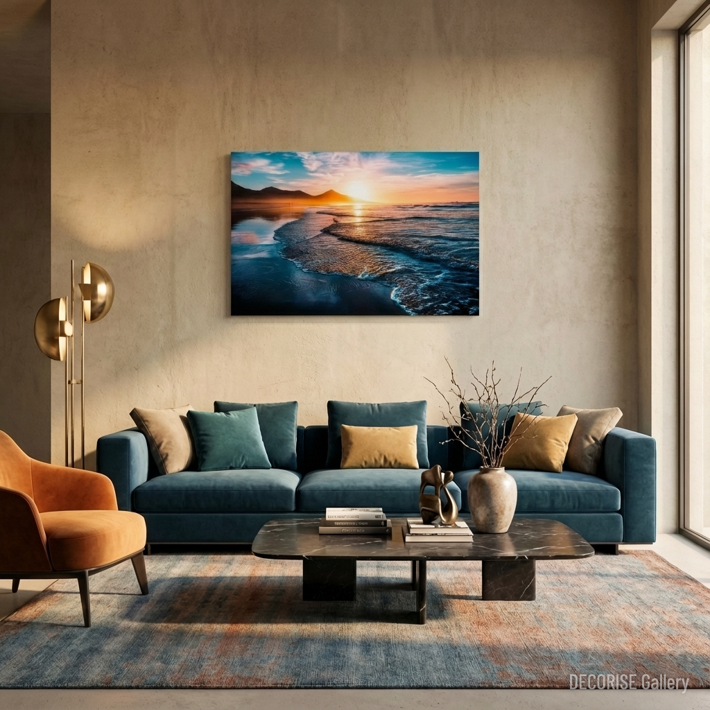 Zachód słońca nad górskim wybrzeżem