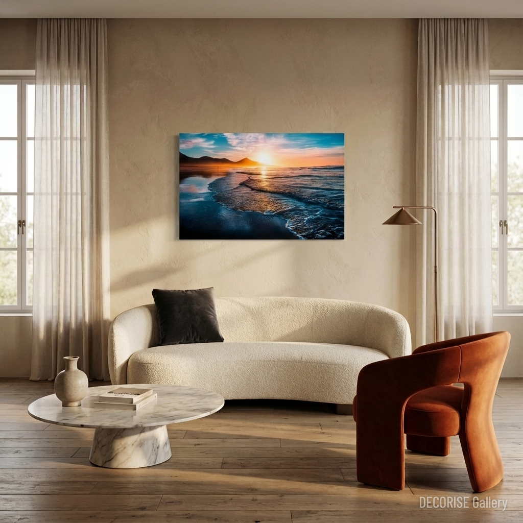 Zachód słońca nad górskim wybrzeżem