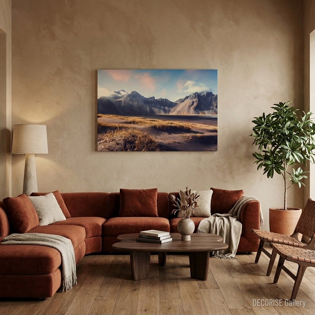 Góry i złote trawy o świcie