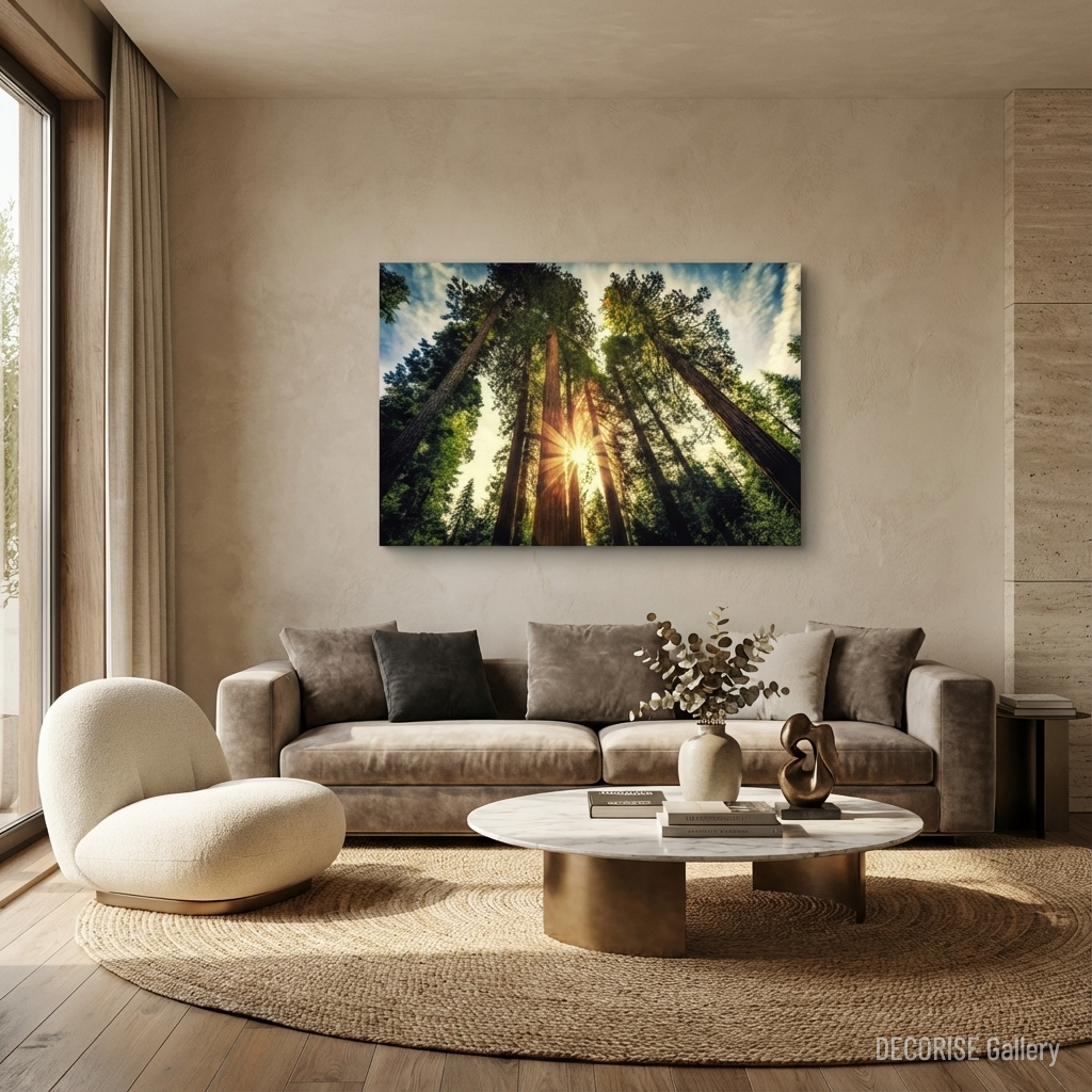 Słońce przebijające przez korony drzew