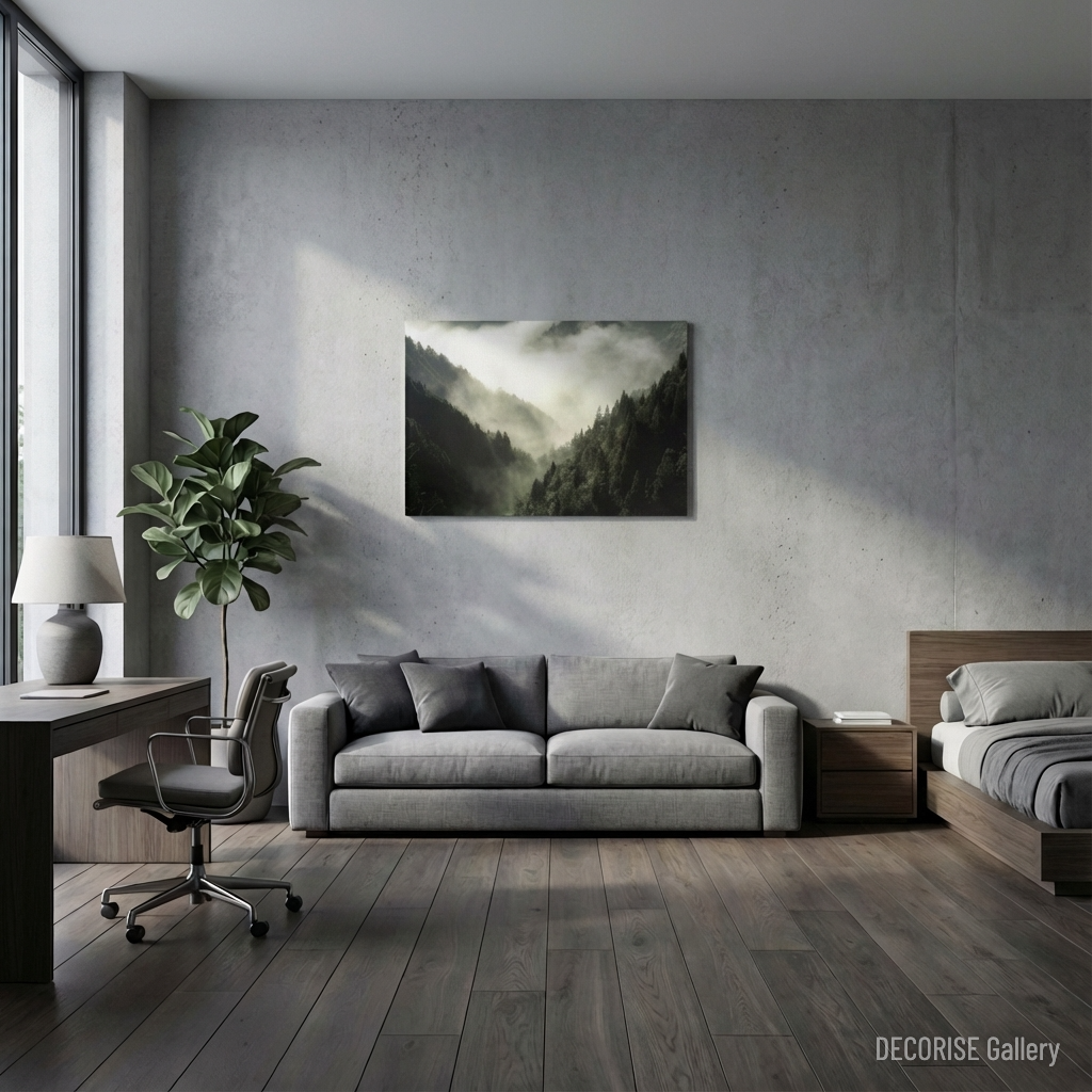 Las iglasty w gęstej mgle