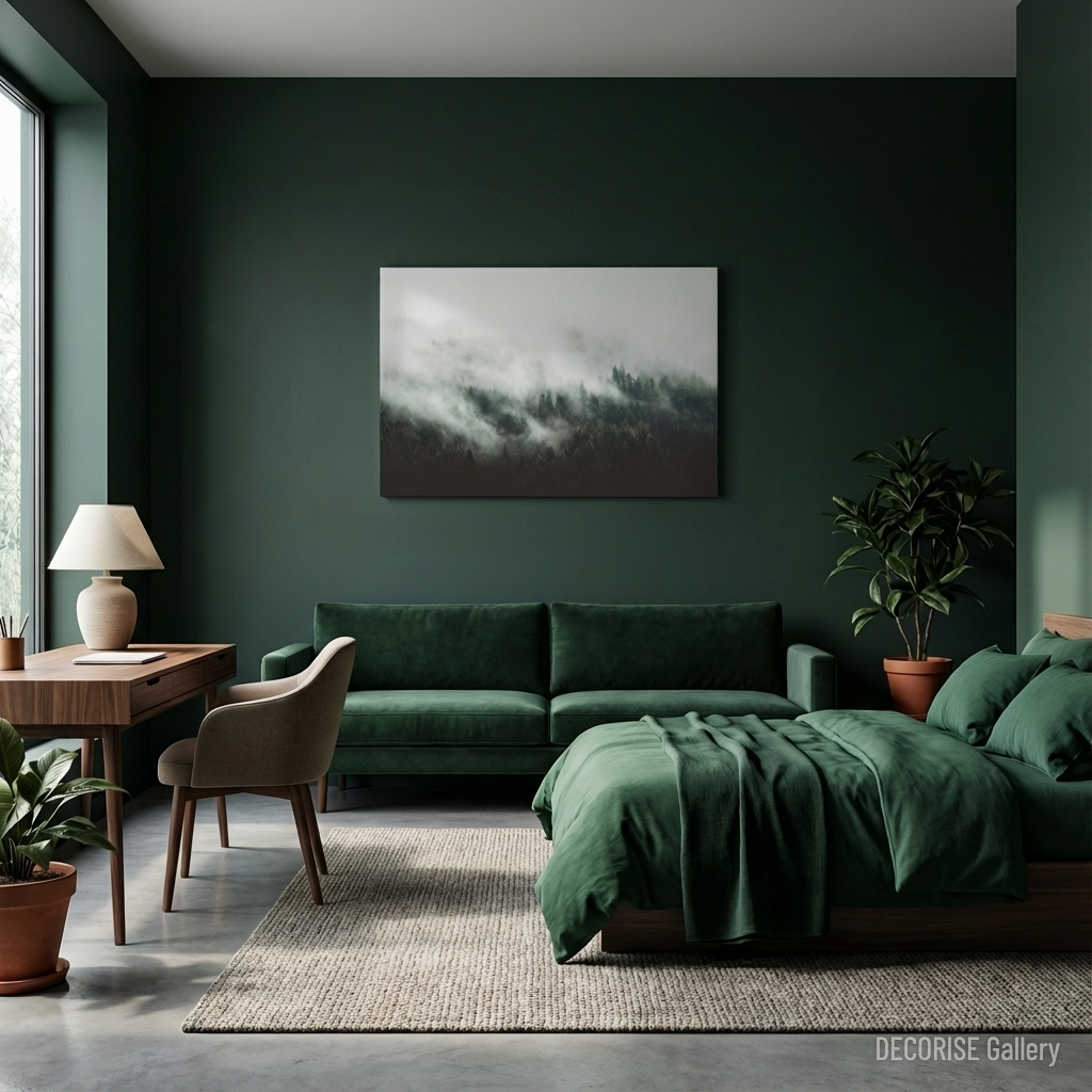 Gęsta mgła nad iglastym lasem