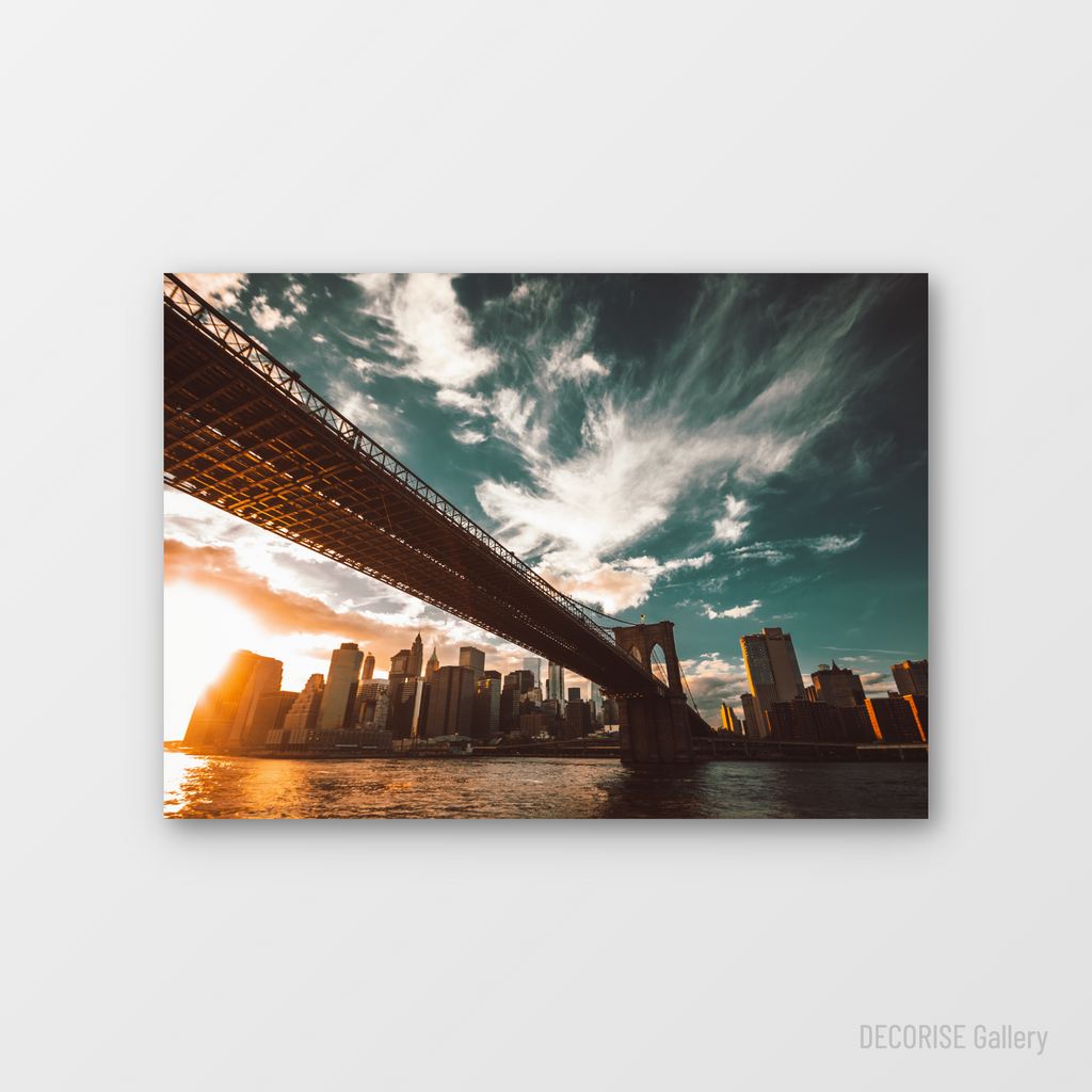 Most Brookliński o zachodzie słońca