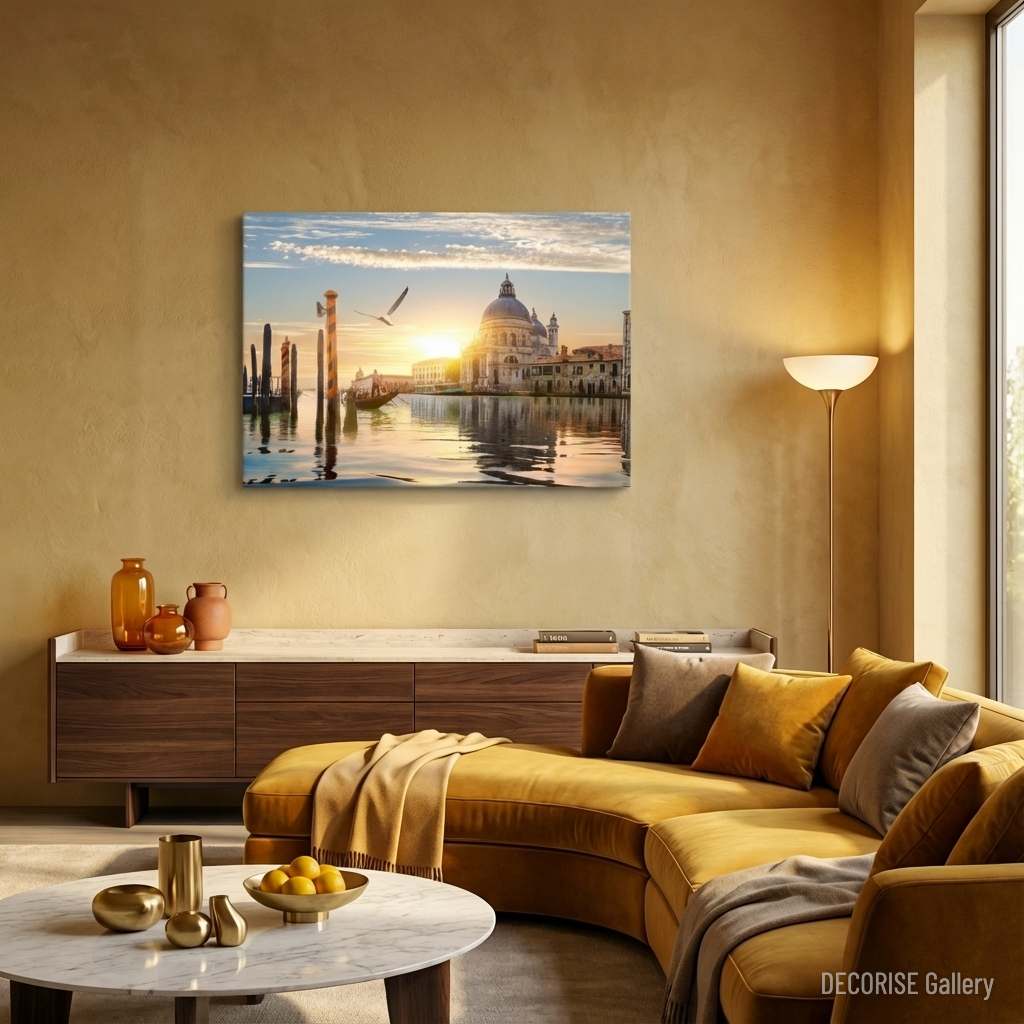 Gondola na tle bazyliki w Wenecji