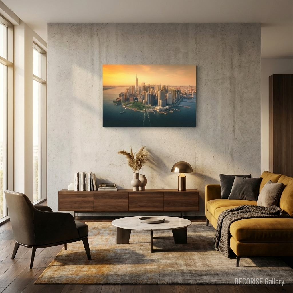 Panorama Manhattanu o zachodzie słońca