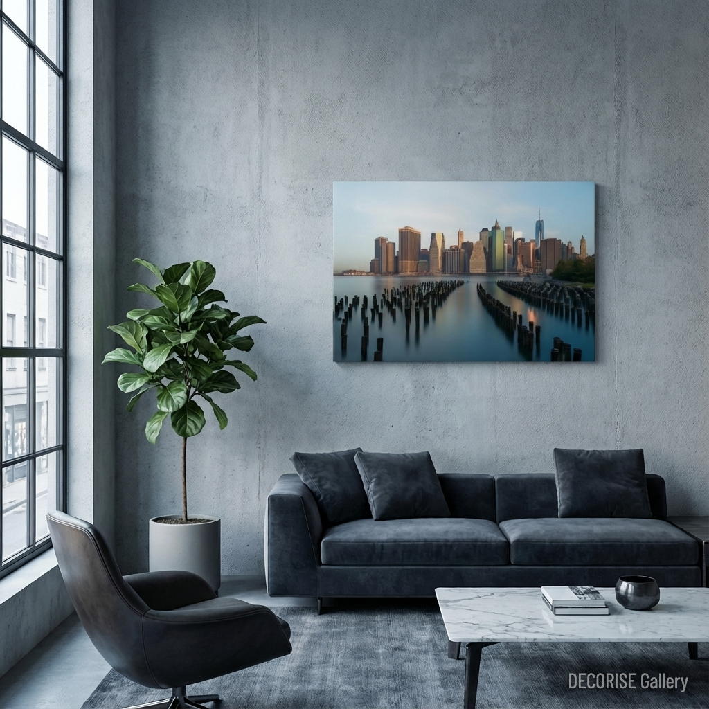 Panorama Manhattanu i drewniane palisady