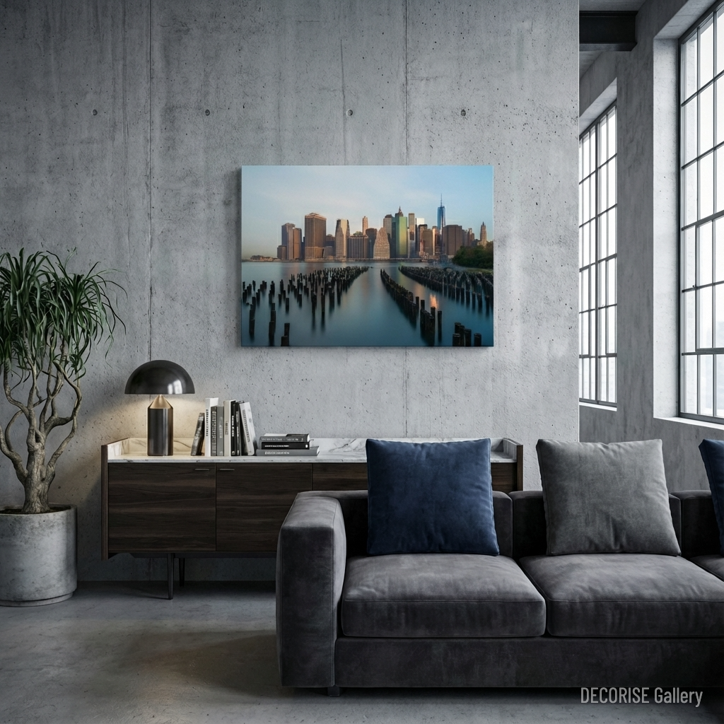 Panorama Manhattanu i drewniane palisady