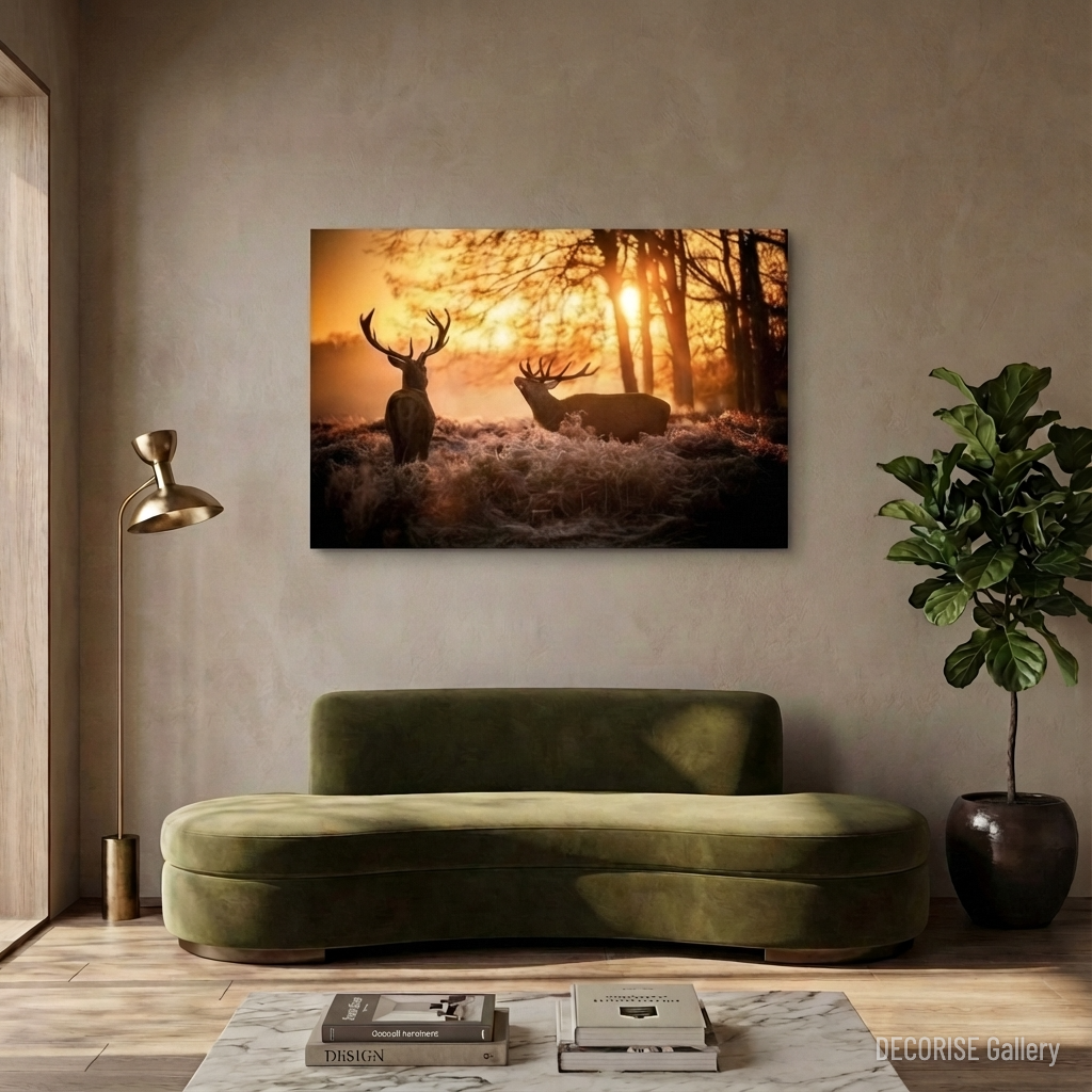 Dwa jelenie w świetle wschodu słońca