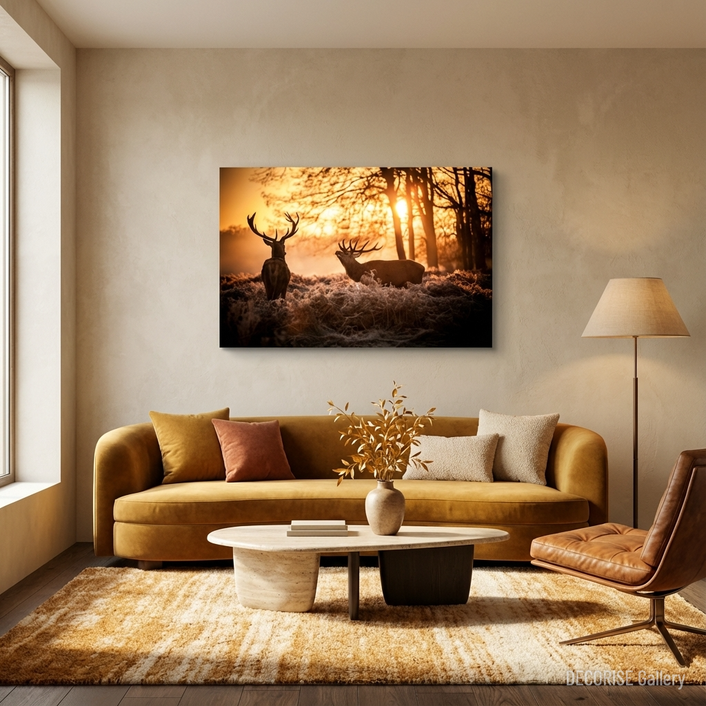 Dwa jelenie w świetle wschodu słońca