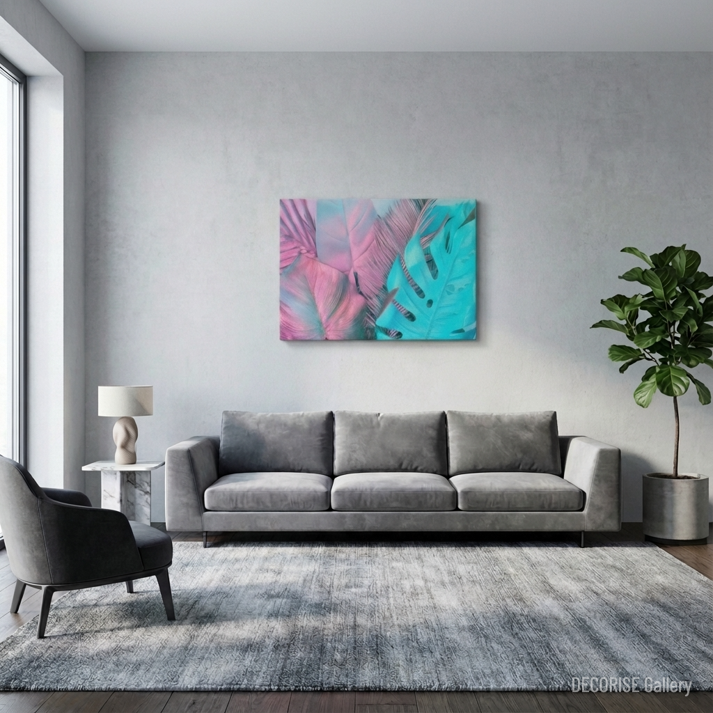 Egzotyczne liście w neonowym świetle