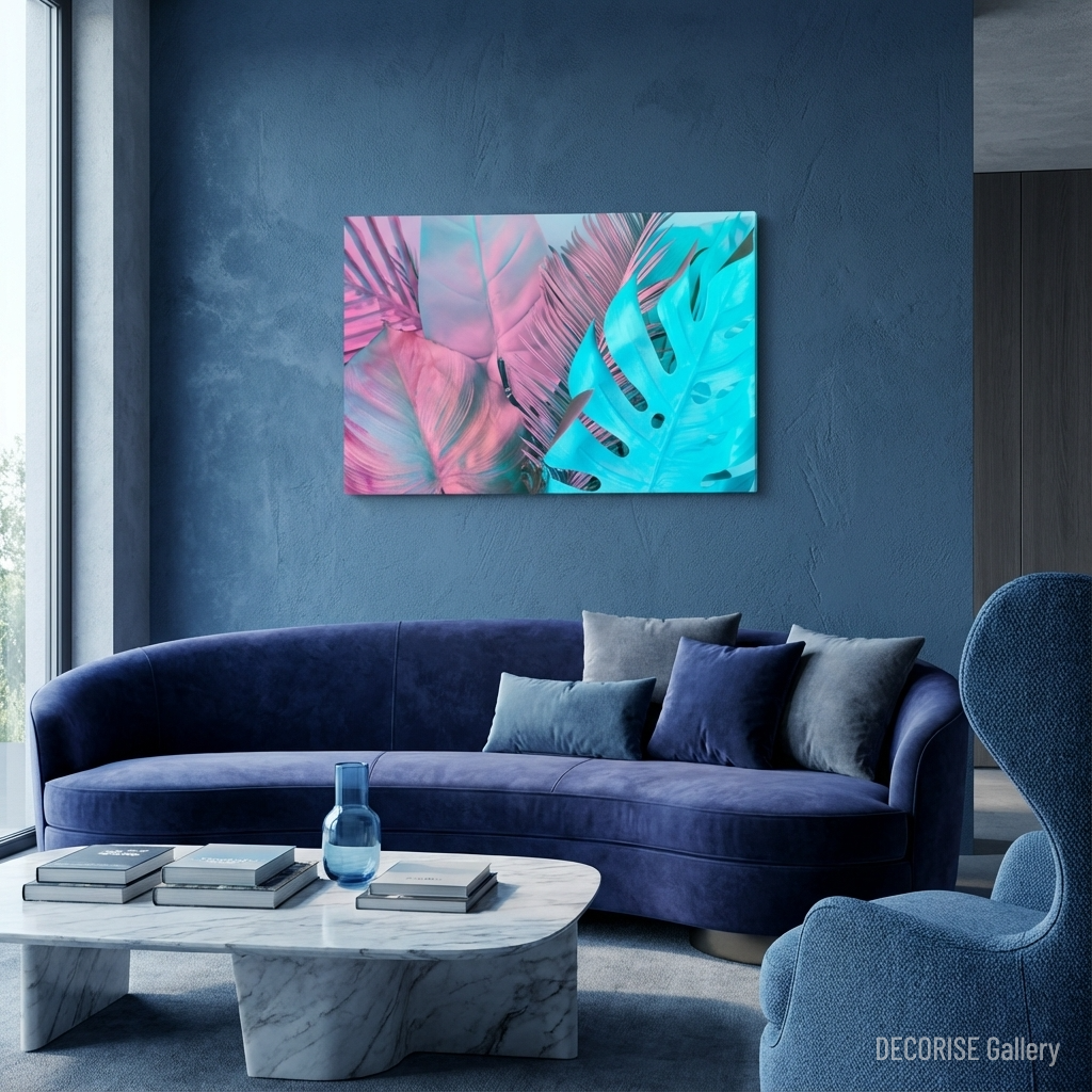 Egzotyczne liście w neonowym świetle