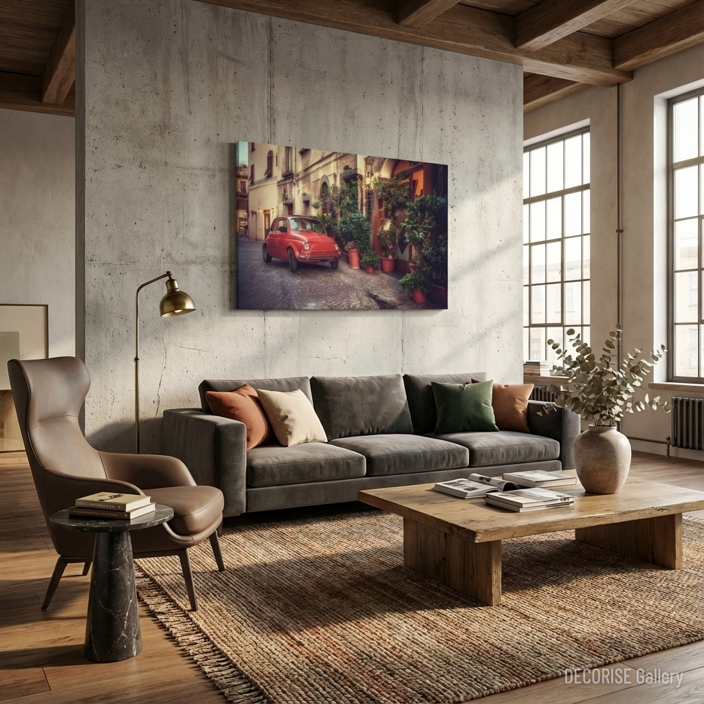 Czerwony Fiat 500 na włoskiej uliczce