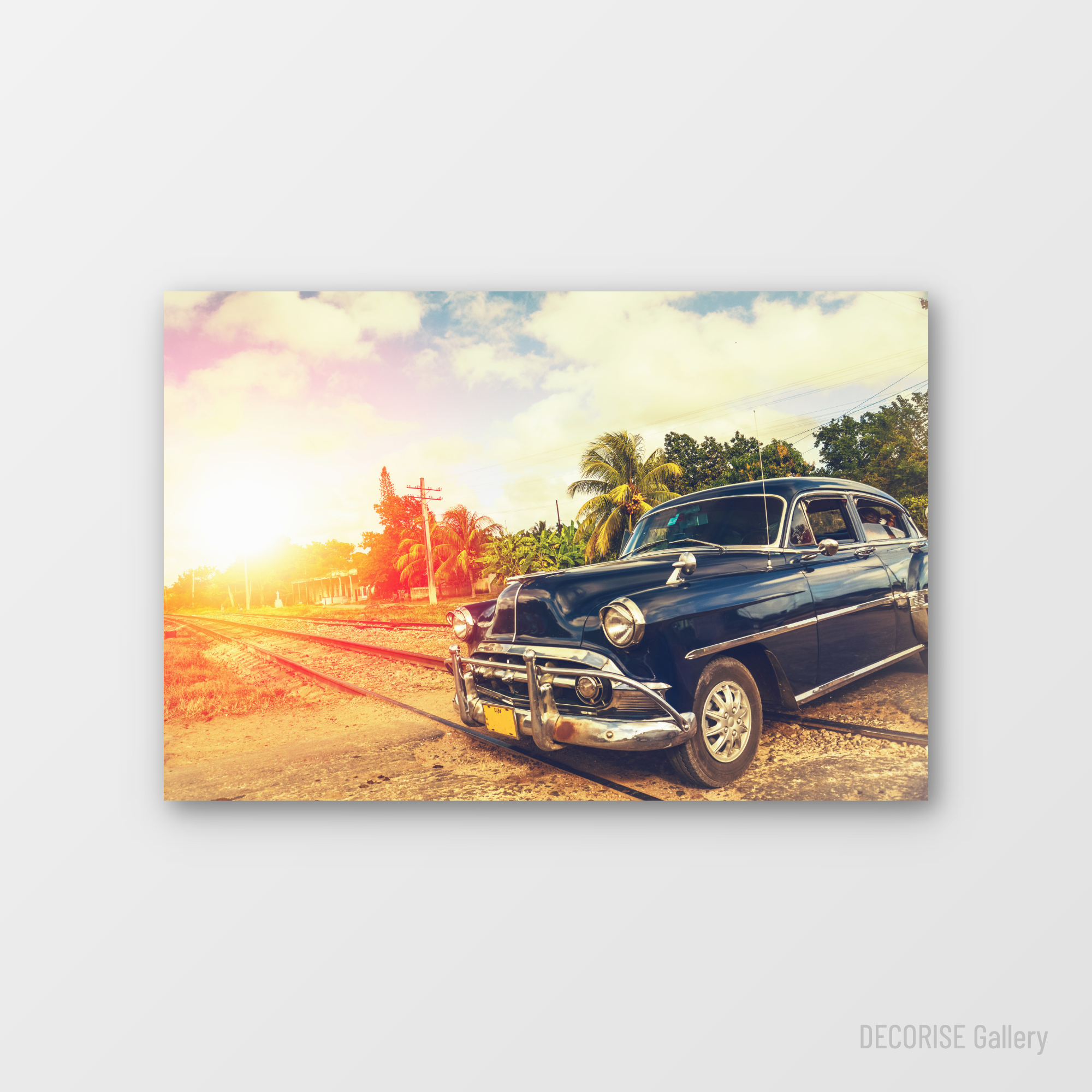 Granatowy klasyk na tle palm