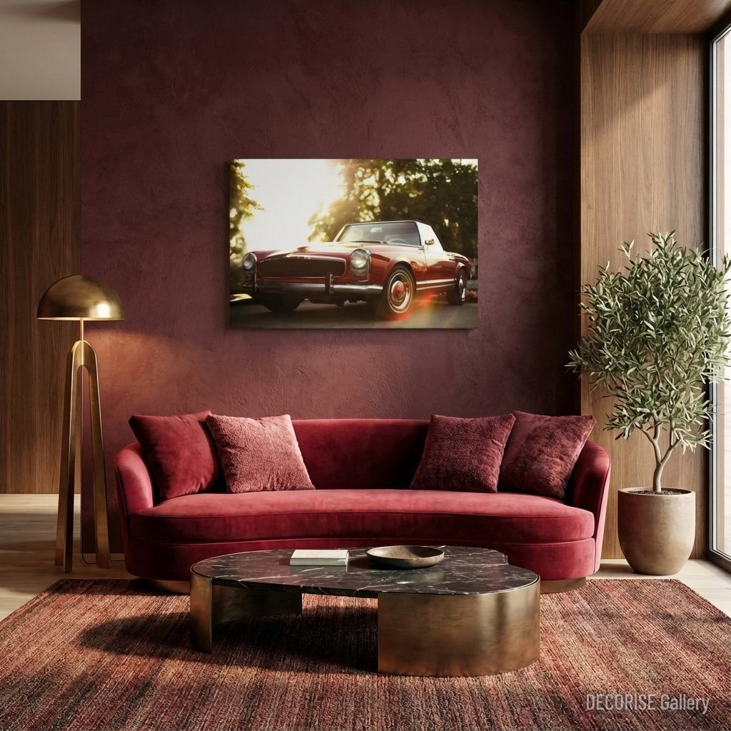 Czerwony kabriolet w świetle słońca