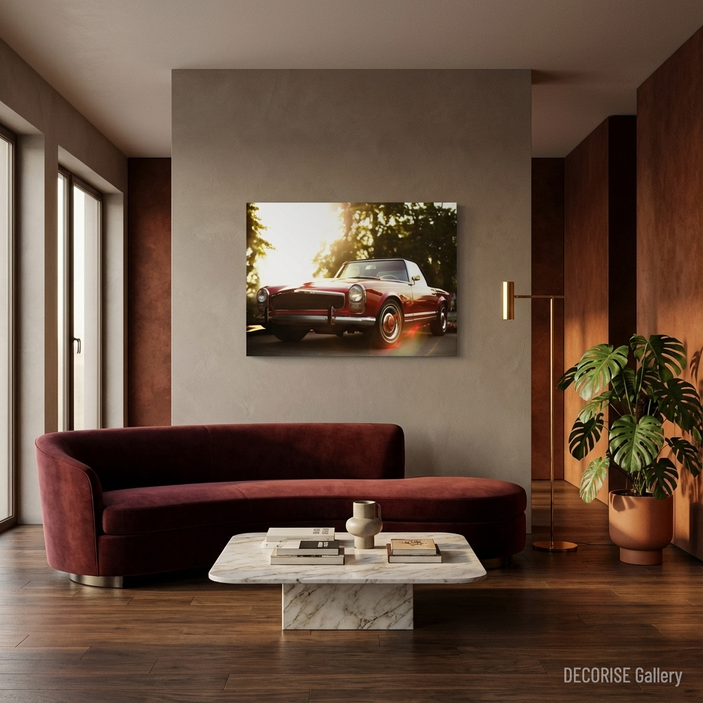 Czerwony kabriolet w świetle słońca