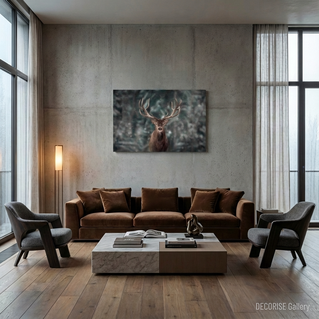 Jeleń w zimowym lesie