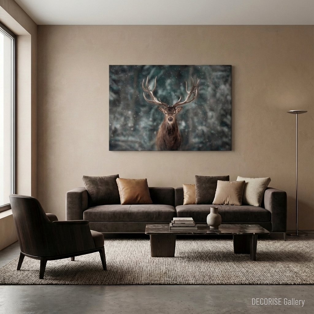 Jeleń w zimowym lesie