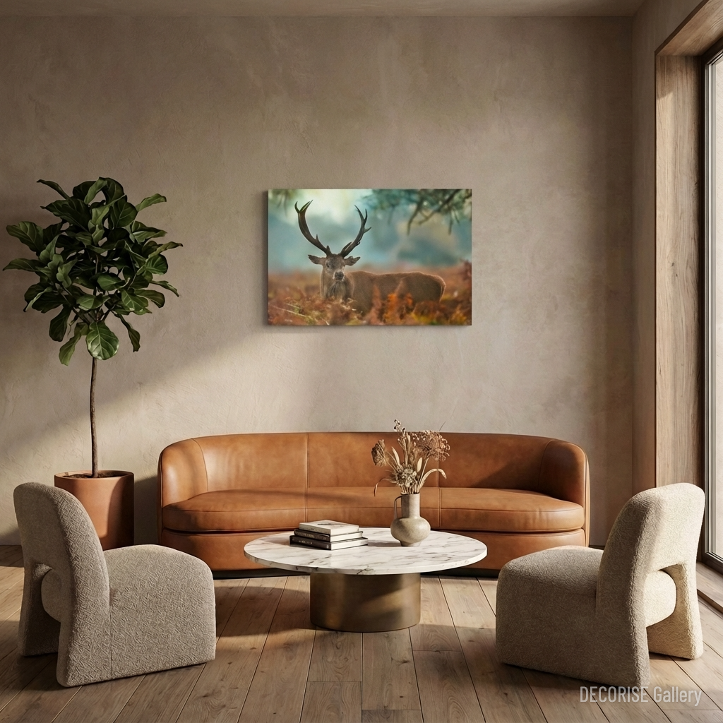 Jeleń na tle jesiennych paproci