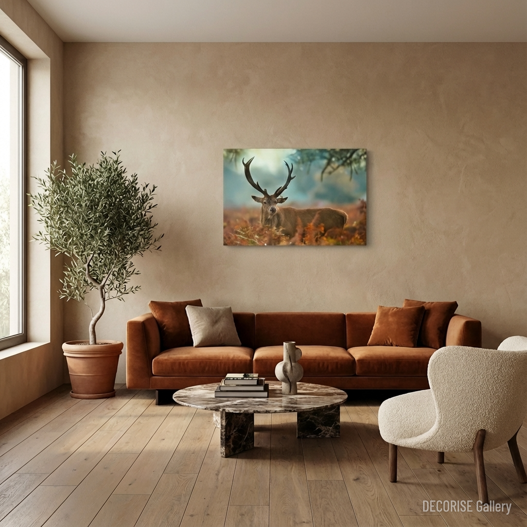 Jeleń na tle jesiennych paproci