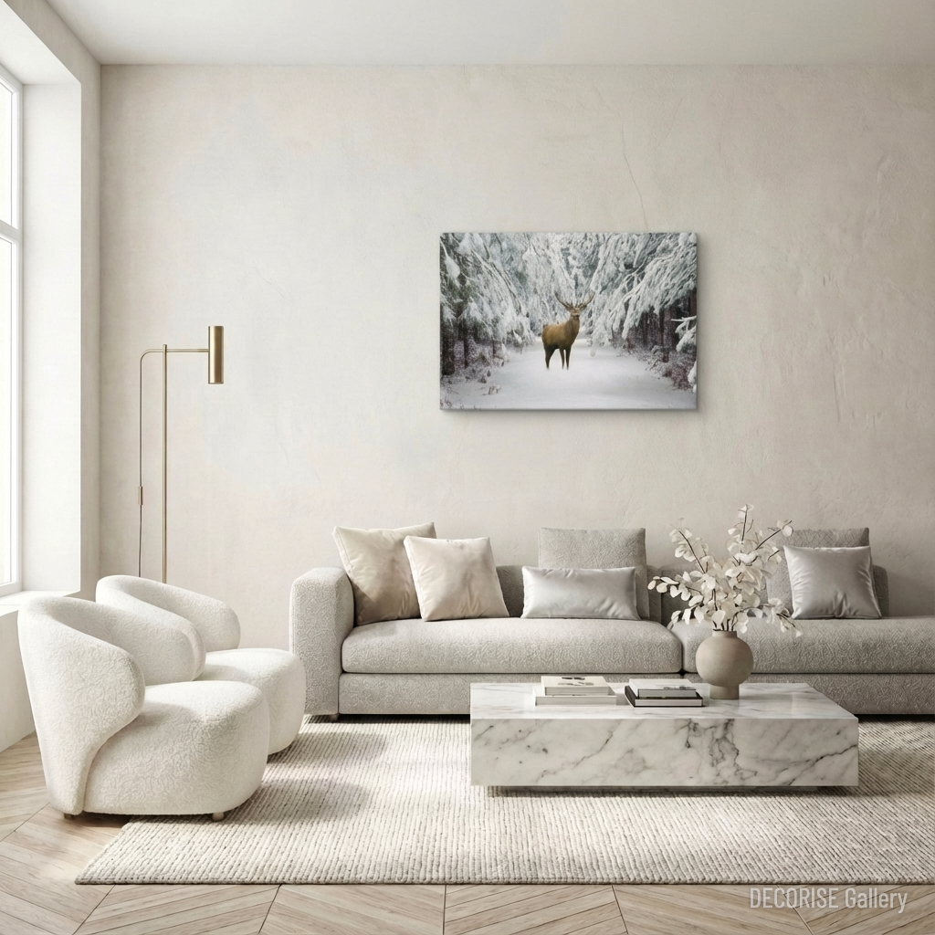 Jeleń w zaśnieżonym lesie