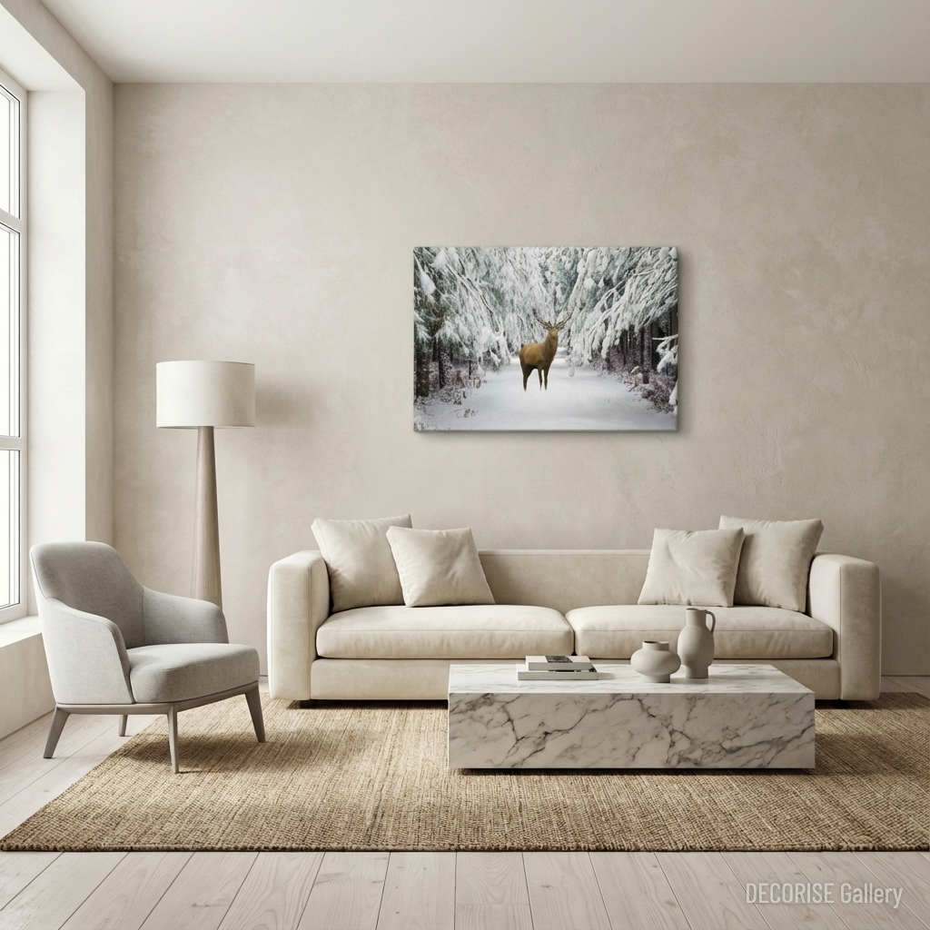 Jeleń w zaśnieżonym lesie