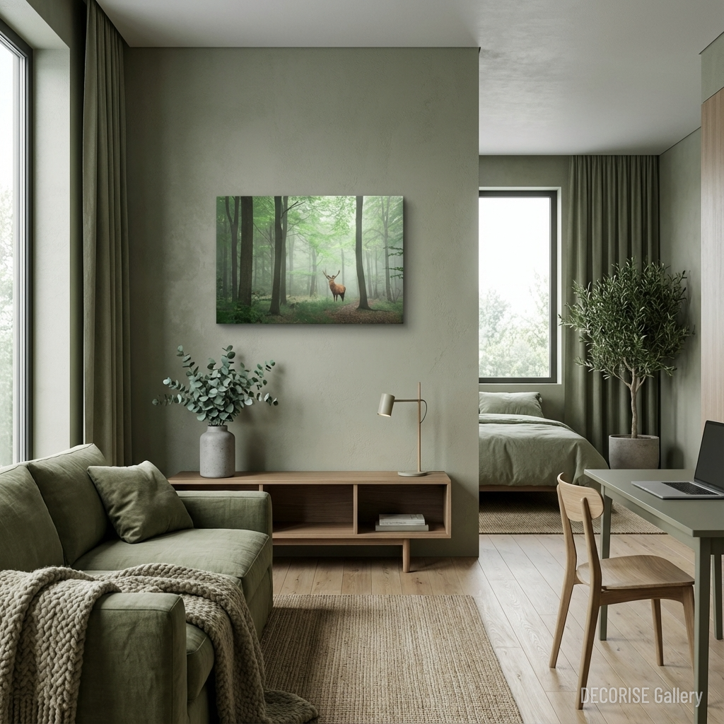 Jeleń w mglistym lesie