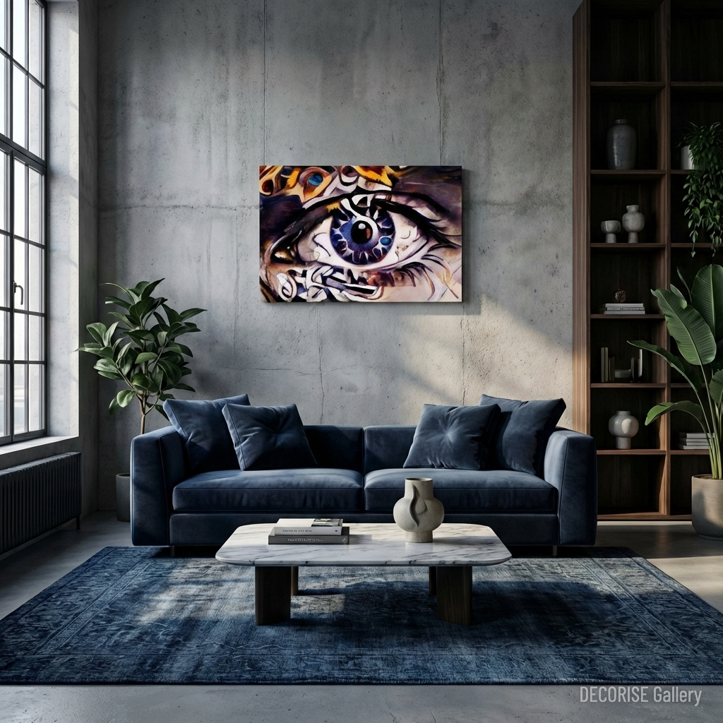 Zbliżenie na niebieskie oko z wzorami