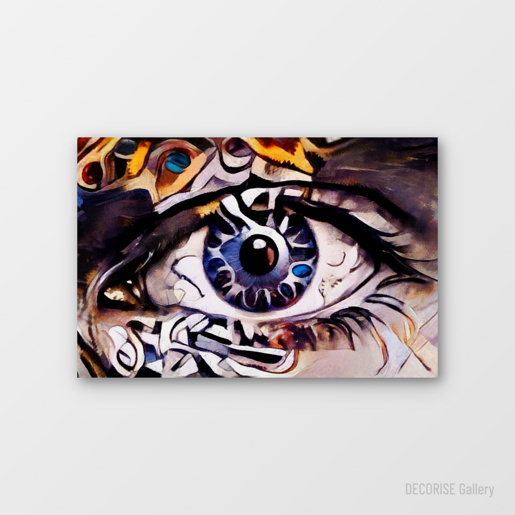 Zbliżenie na niebieskie oko z wzorami