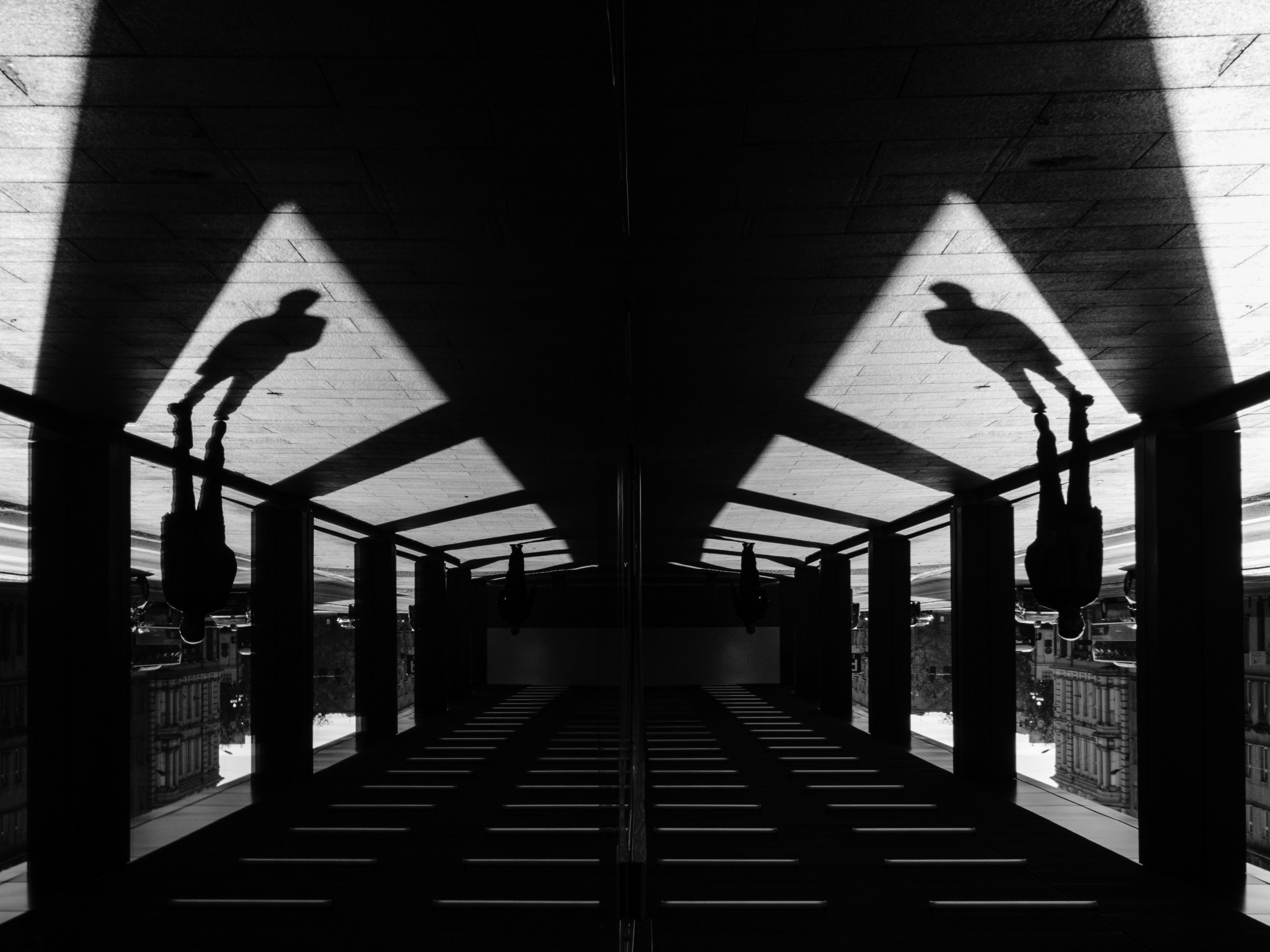 Odbicie postaci w miejskiej architekturze