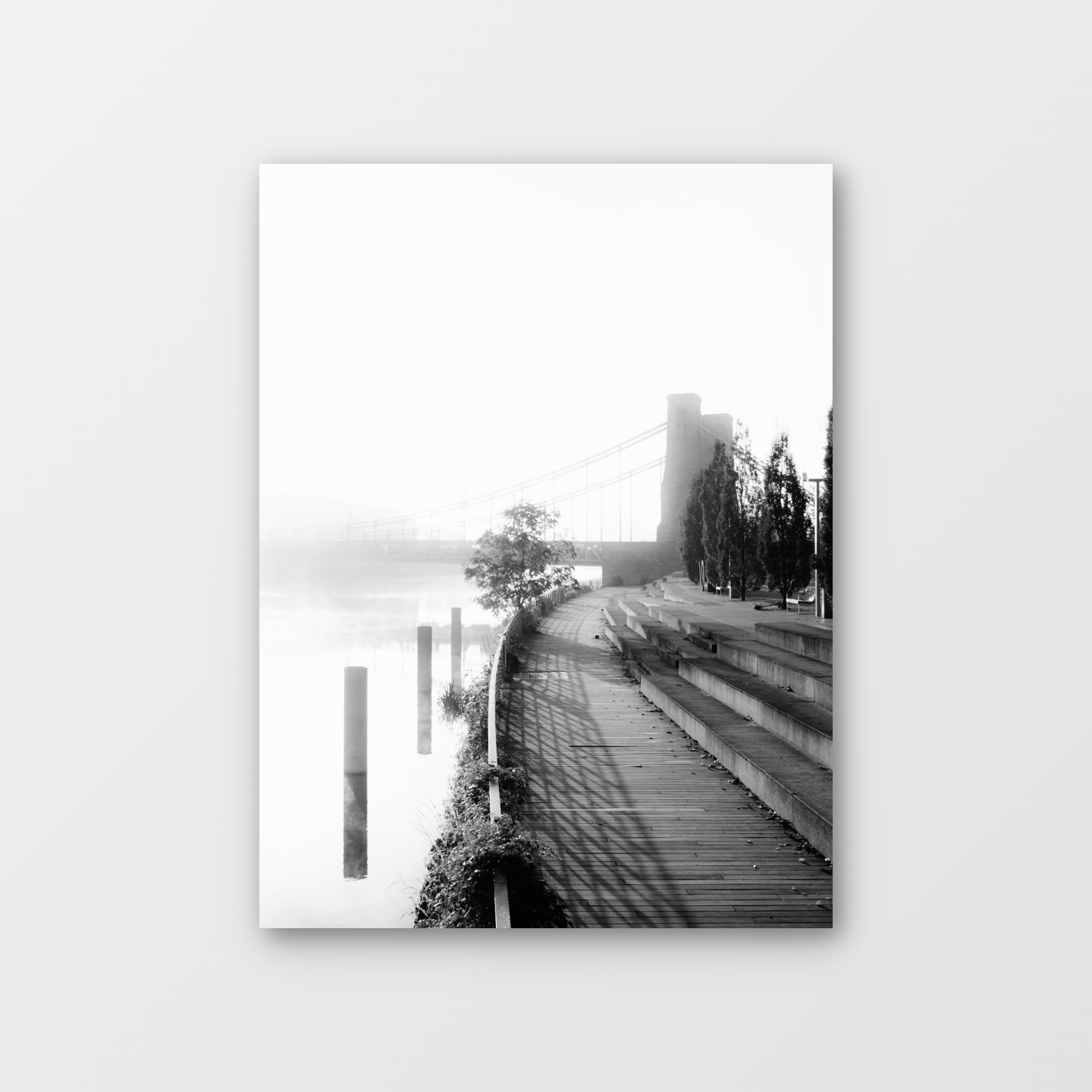 Most Grunwaldzki w mgle nad Odrą