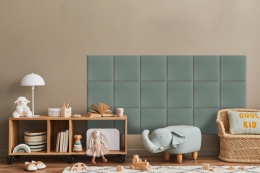 30x30 cm Miętowy Welur Panel Tapicerowany