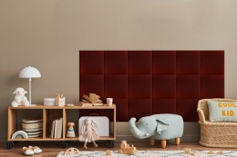 40x40 cm Bordowy Welur Panel Tapicerowany