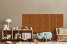 40x40 cm Miodowy Welur Panel Tapicerowany