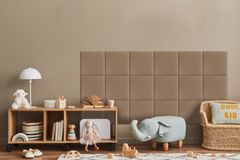 50x50 cm Beżowy Welur Panel Tapicerowany