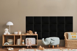 50x50 cm Czarny Welur Panel Tapicerowany