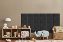 50x50 cm Grafitowy Welur Panel Tapicerowany