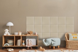 50x50 cm Kremowy Welur Panel Tapicerowany