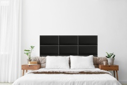 50x30 cm Czarny Welur Panel Tapicerowany