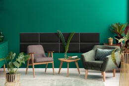 60x30 cm Czarny Welur Panel Tapicerowany