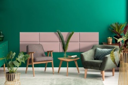 80x20 cm Różowy Welur Panel Tapicerowany